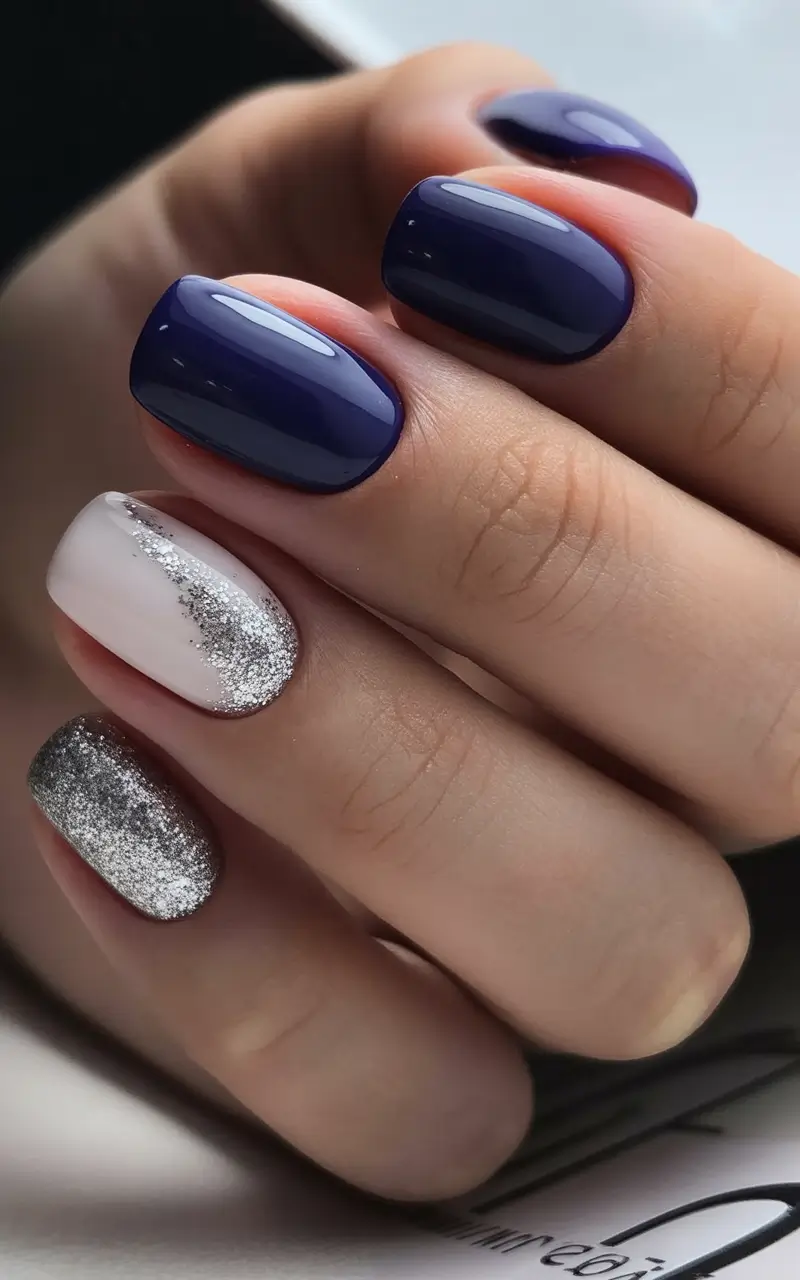 Dip Nail Ideas Midnight Sparkle