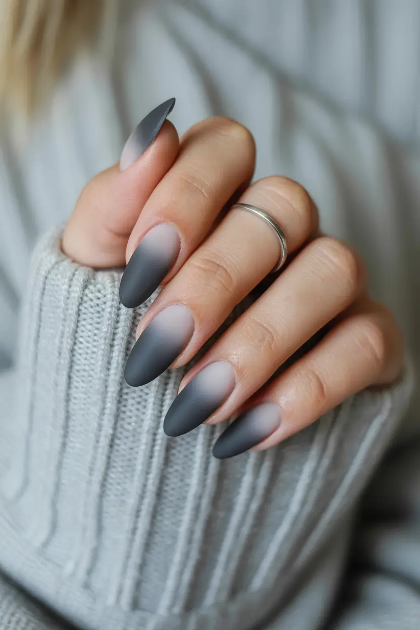 Dip Nail Ideas Charcoal Fade