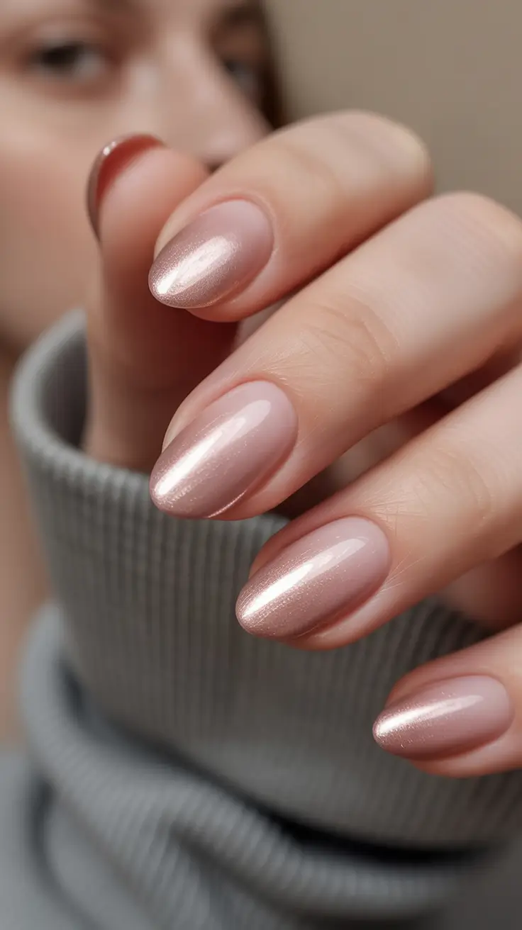Dip Nail Ideas Rose Chrome Glow