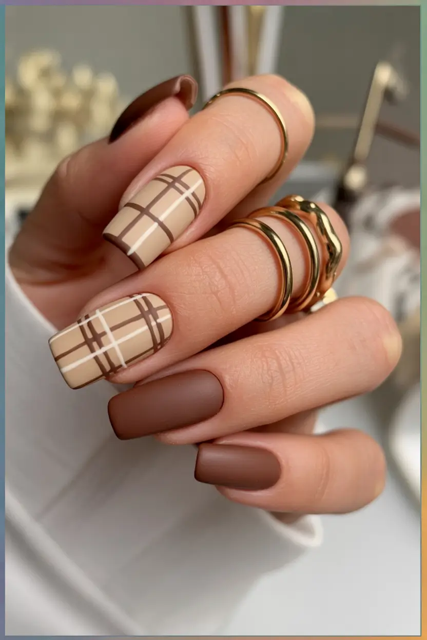 Dip Nail Ideas Plaid Perfection