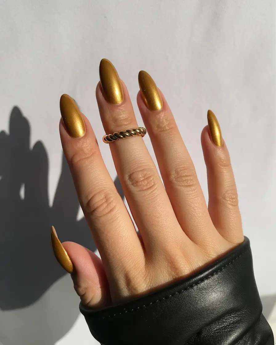 Dip Nail Ideas Molten Gold Power