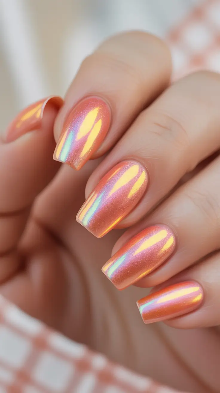 Dip Nail Ideas Fiery Sunset Chrome