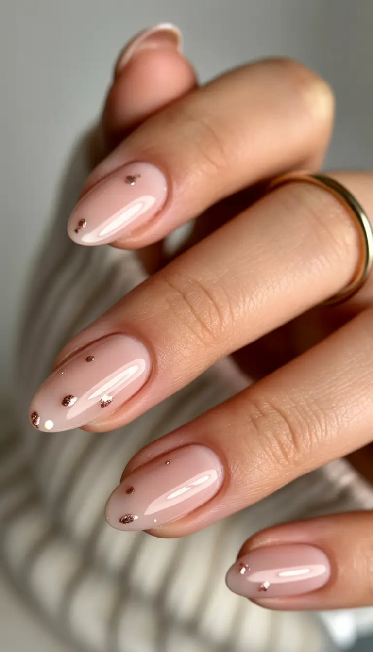 easy christmas nails Rose Gold Minimalism