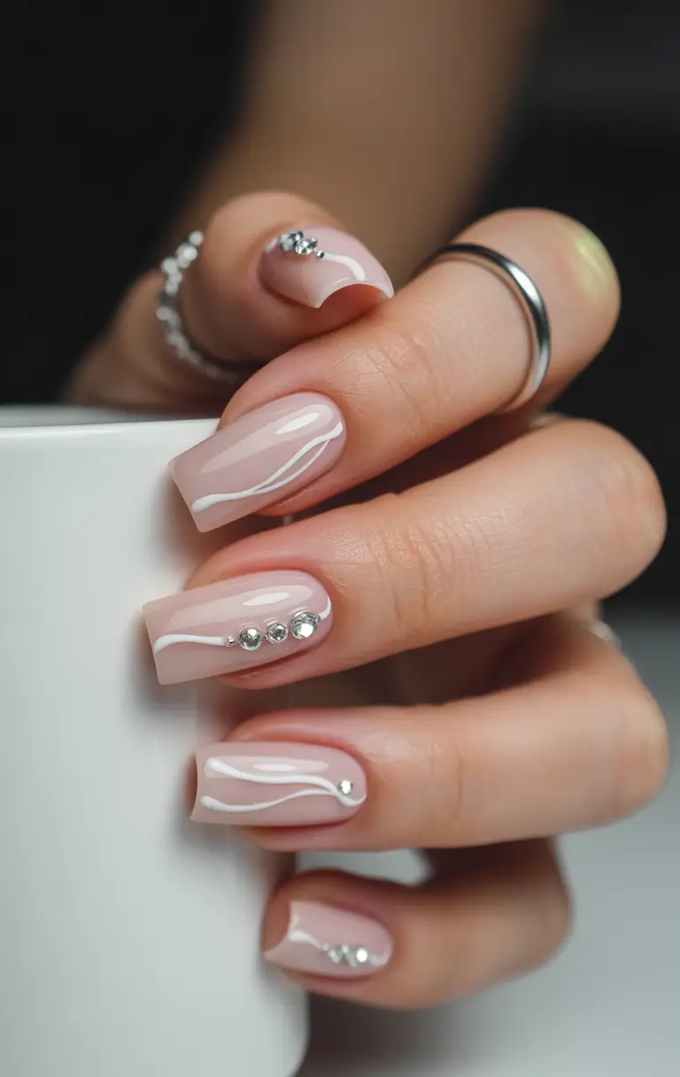 easy christmas nails Crystal Frost Waves
