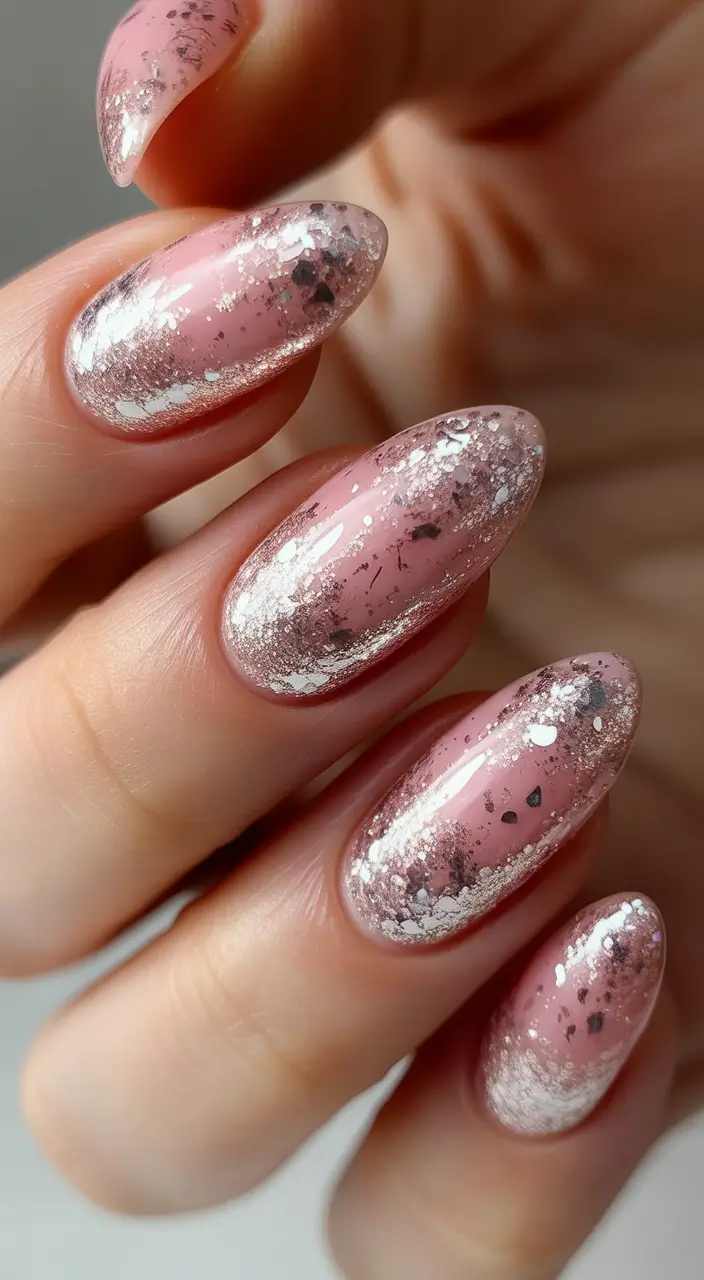 easy christmas nails Rose Foil Luxe