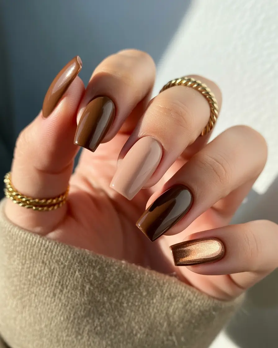 easy winter nails design and color ideas Chocolate Dream Gradient