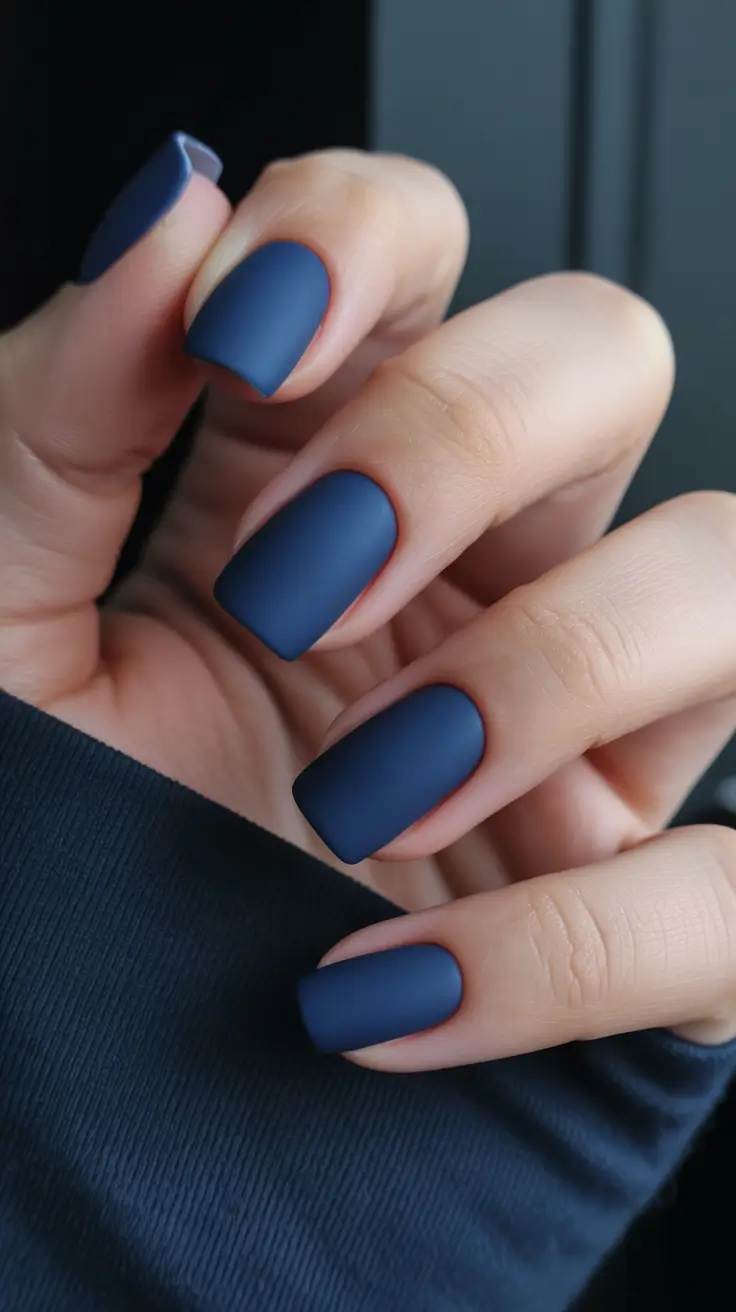 easy winter nails design and color ideas Midnight Matte Navy