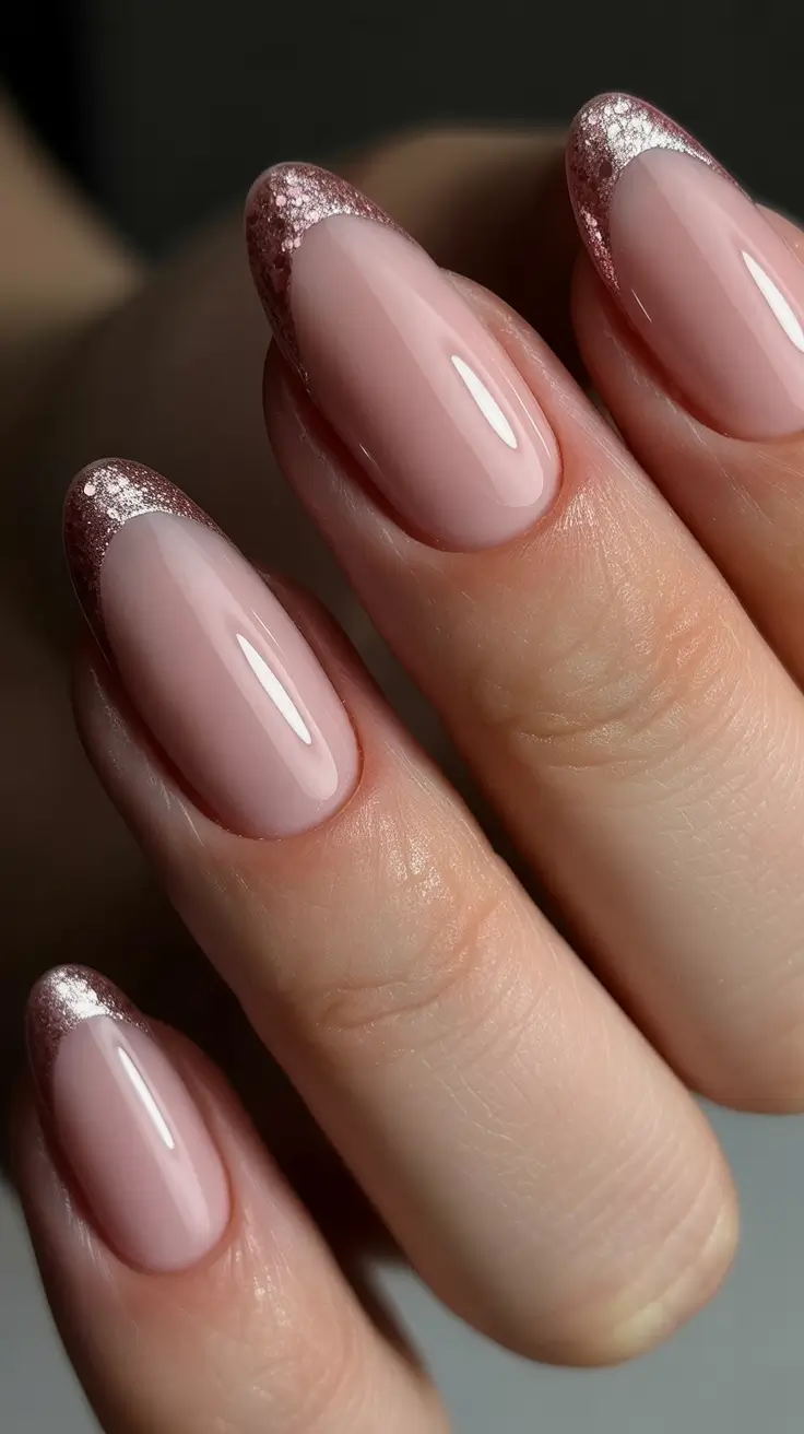 easy winter nails design and color ideas Rosy Frost French Glow