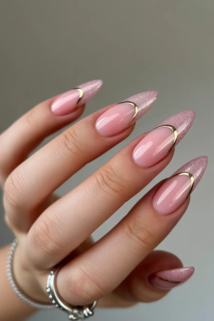 easy winter nails design and color ideas Pink Spark Arc Design