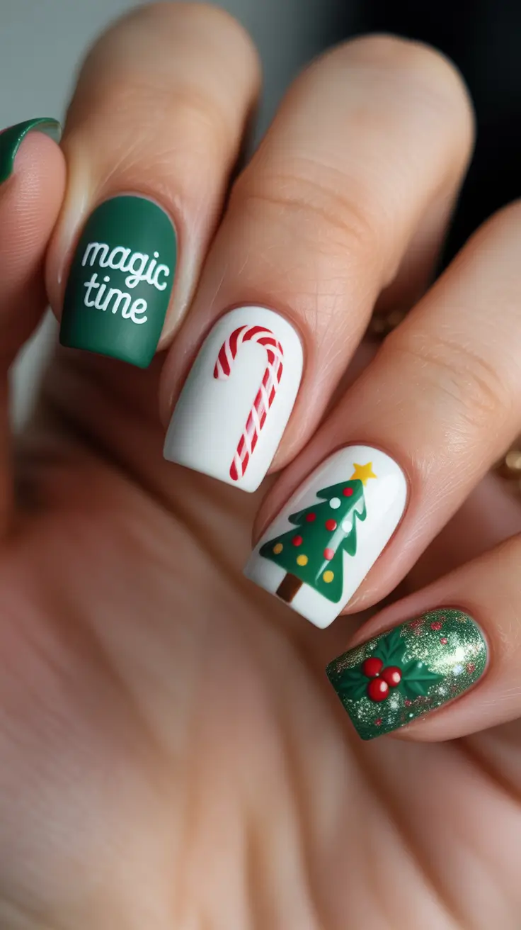 green christmas nails Christmas Magic Time