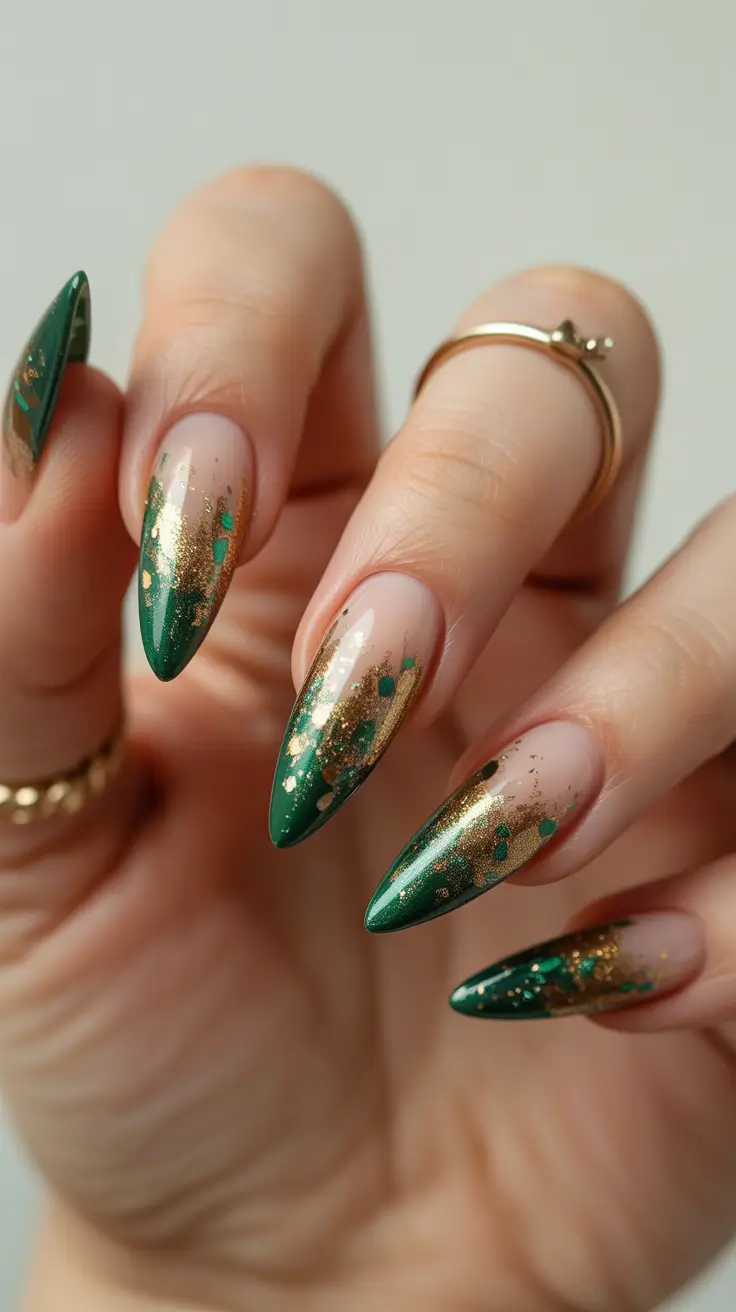 green christmas nails Emerald Foil Fantasy