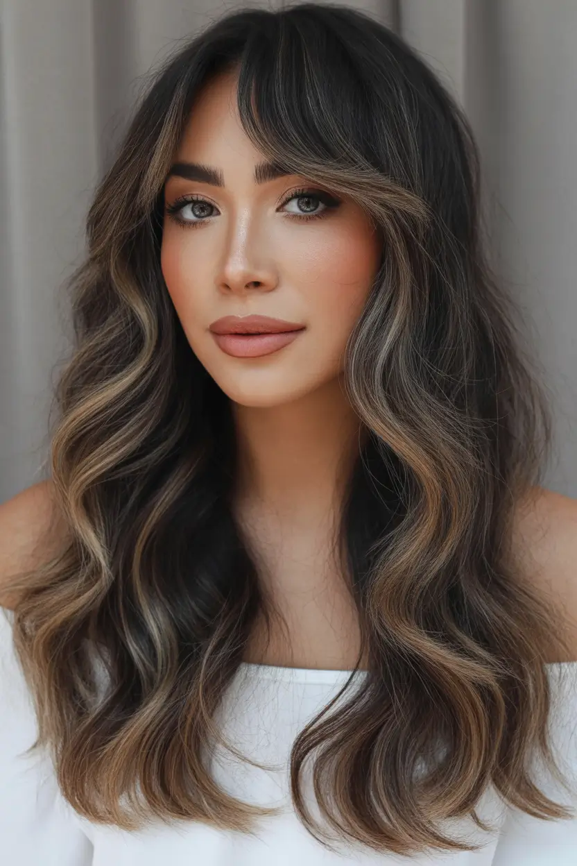 hair colors for soft winter Soft Brunette with Champagne Highlights