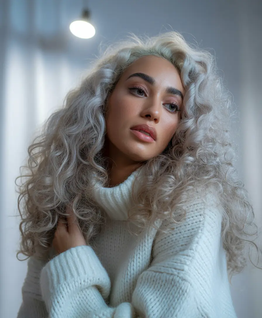 hair colors for soft winter Arctic Pearl Curls