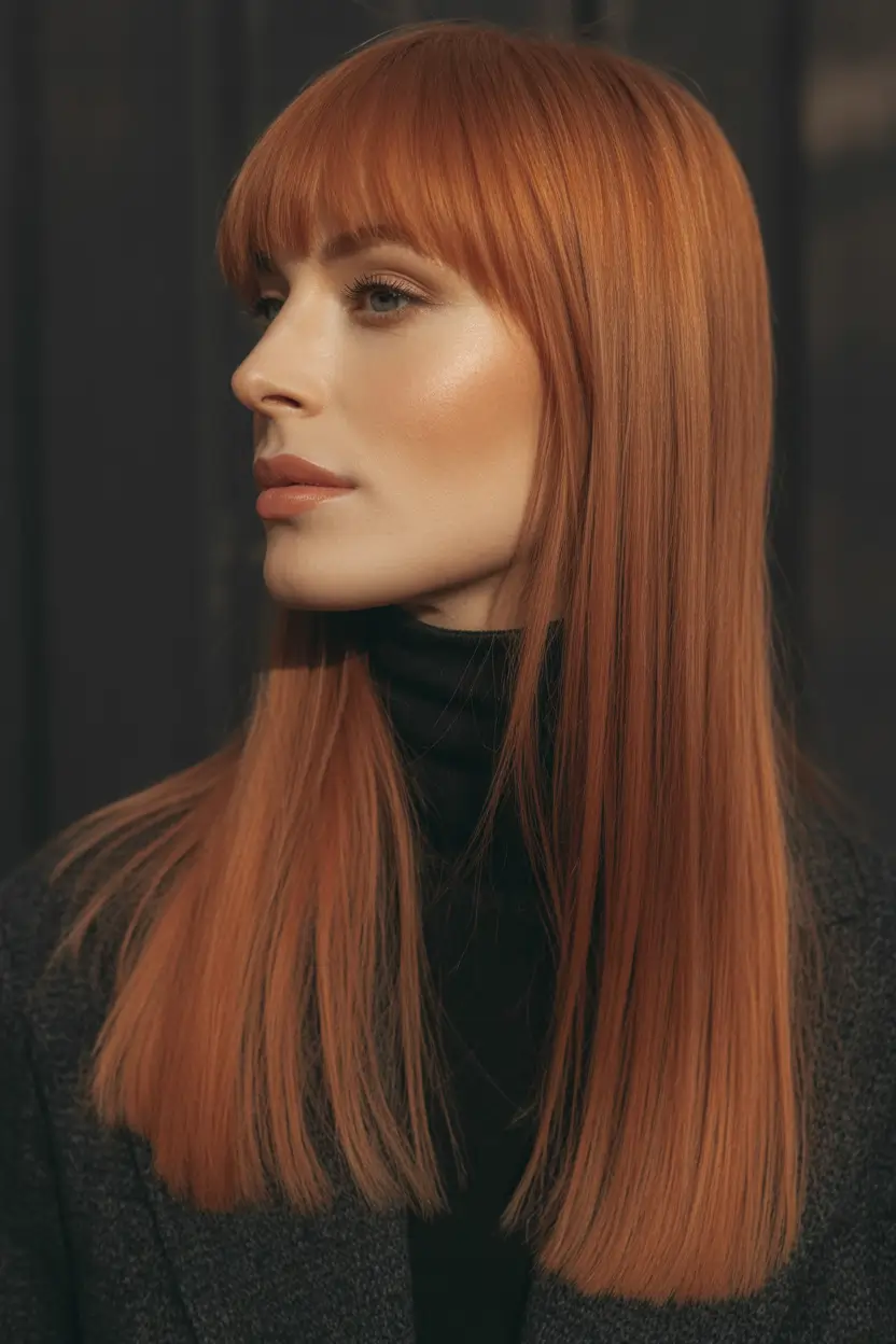 hair colors for soft winter Burnished Copper Straight