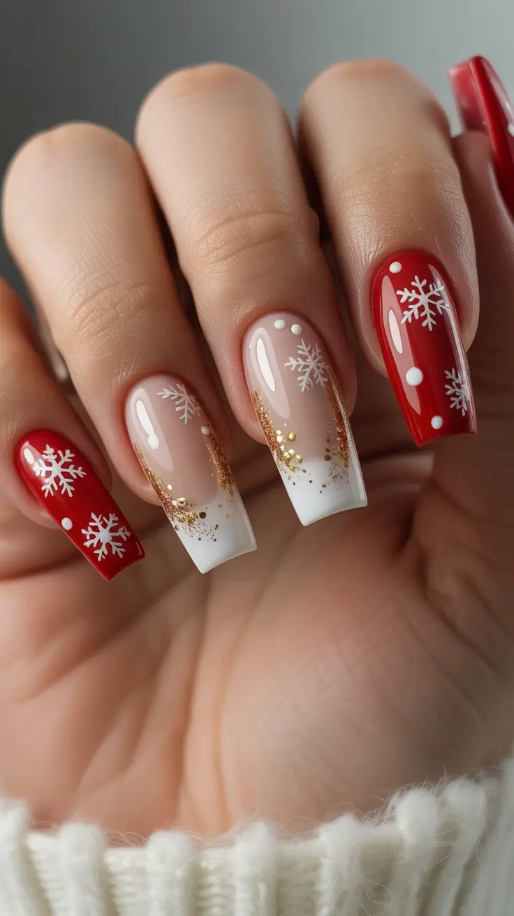 long winter nails Golden Flake Elegance