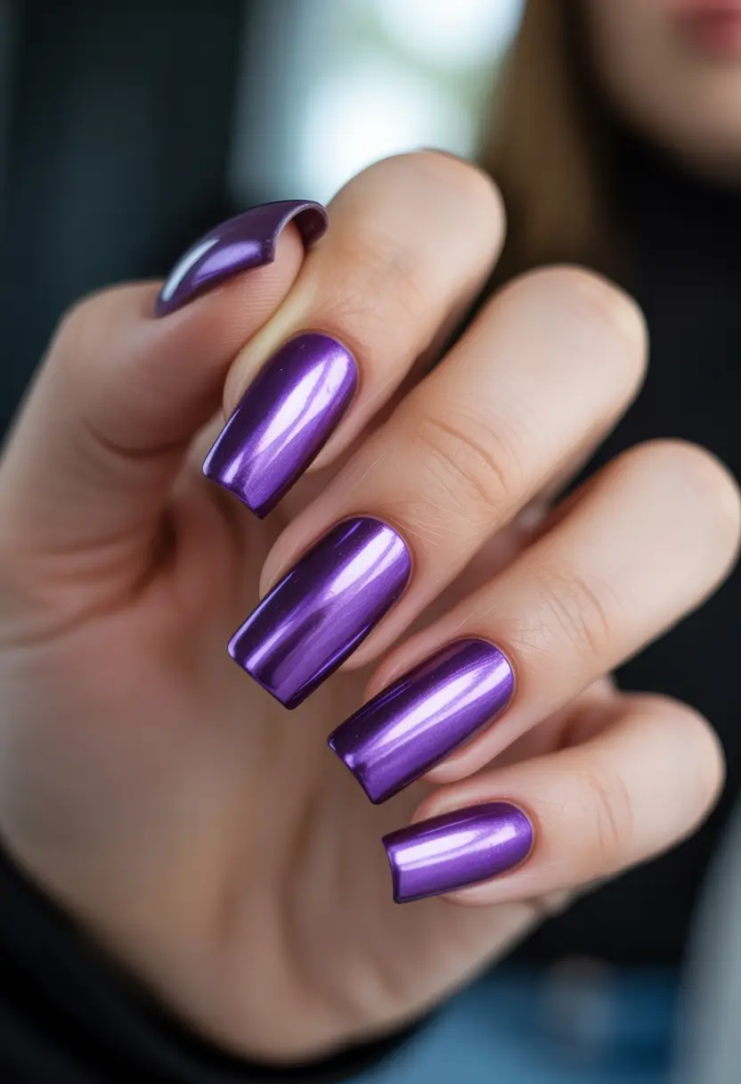 long winter nails Metallic Orchid Glow