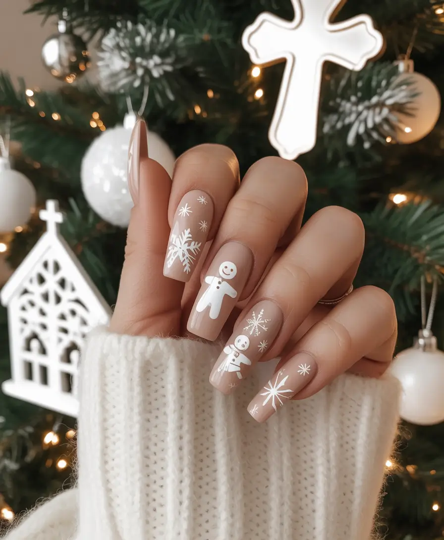 long winter nails Gingerbread Glow