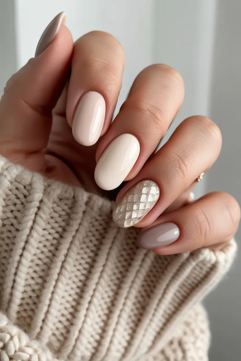 mid length winter nails cozy knit inspired neutrals