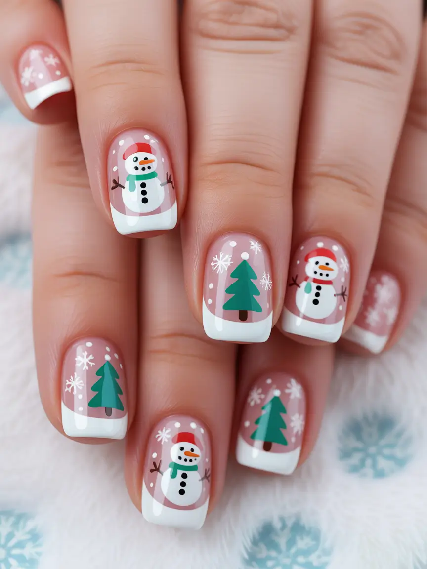 mid length winter nails classic winter wonderland french