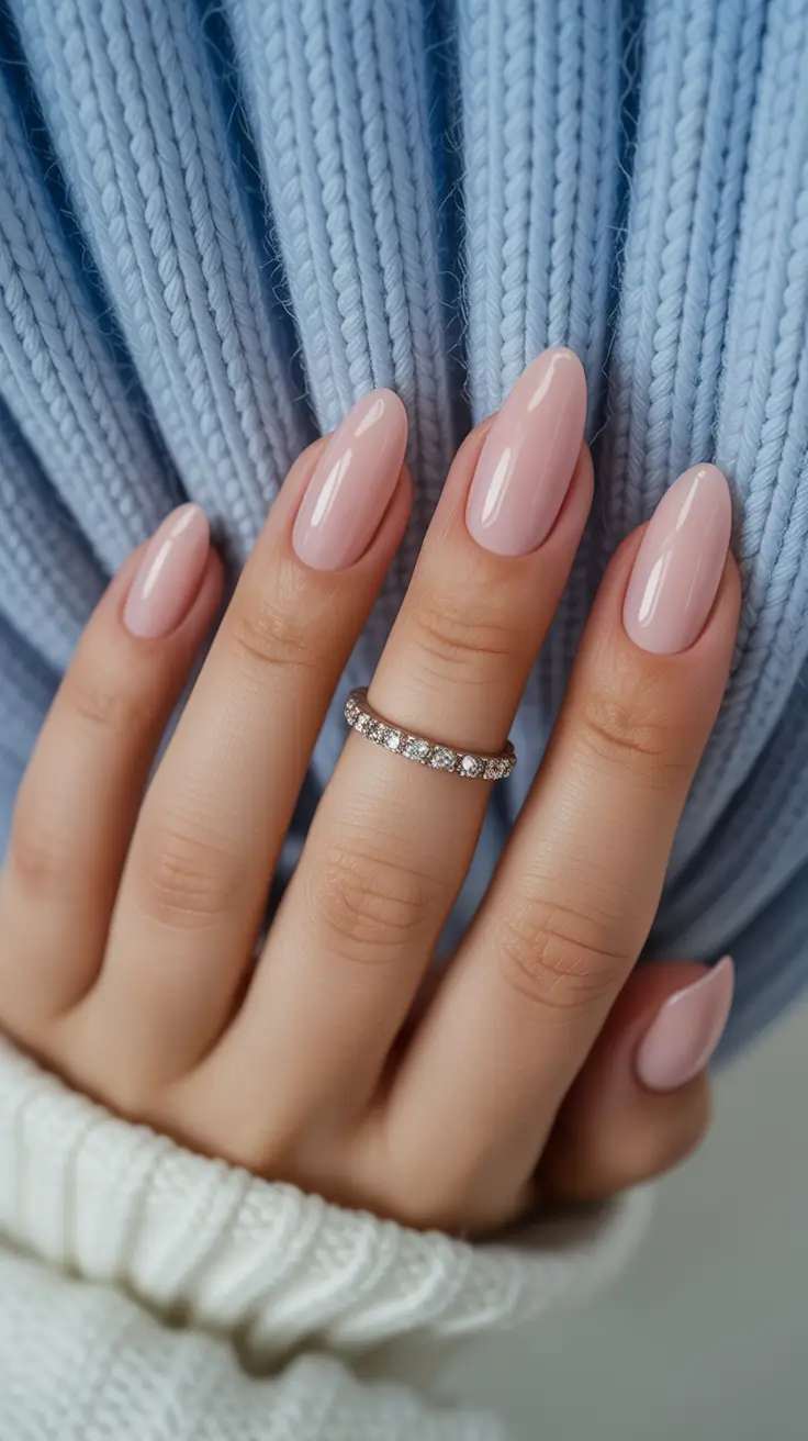 mid length winter nails soft nude blush perfection