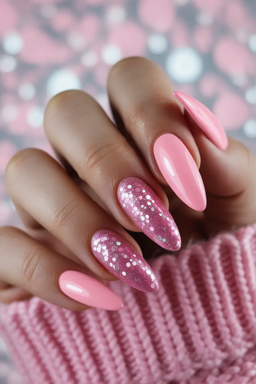 pink christmas nails Soft Candy Glow