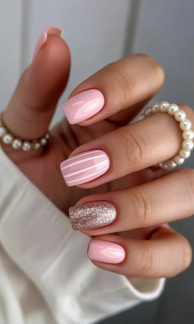 pink christmas nails Blush Candy Chic
