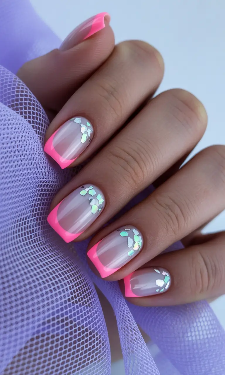 pink winter nails Iridescent Pink Aura