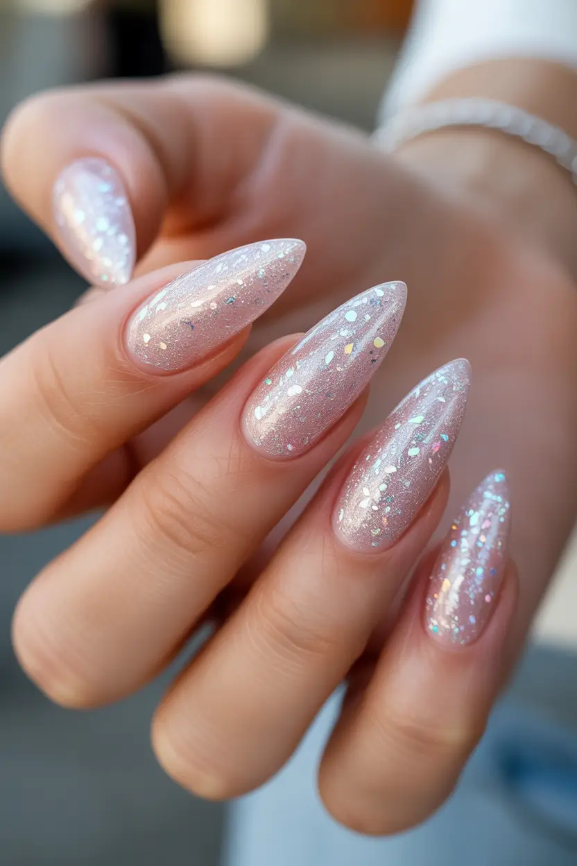 pretty winter nails Crystal Snow Glow - Iridescent Magic