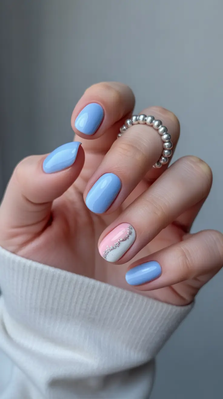 pretty winter nails Powder Blue Frost - Calm and Chic