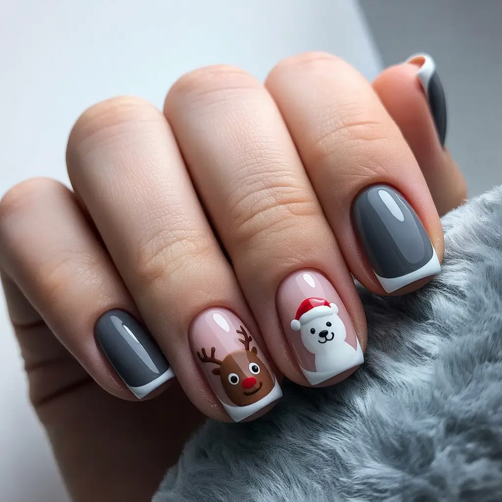 pretty winter nails Winter Friends - Cute Reindeer and Polar Bear Mix