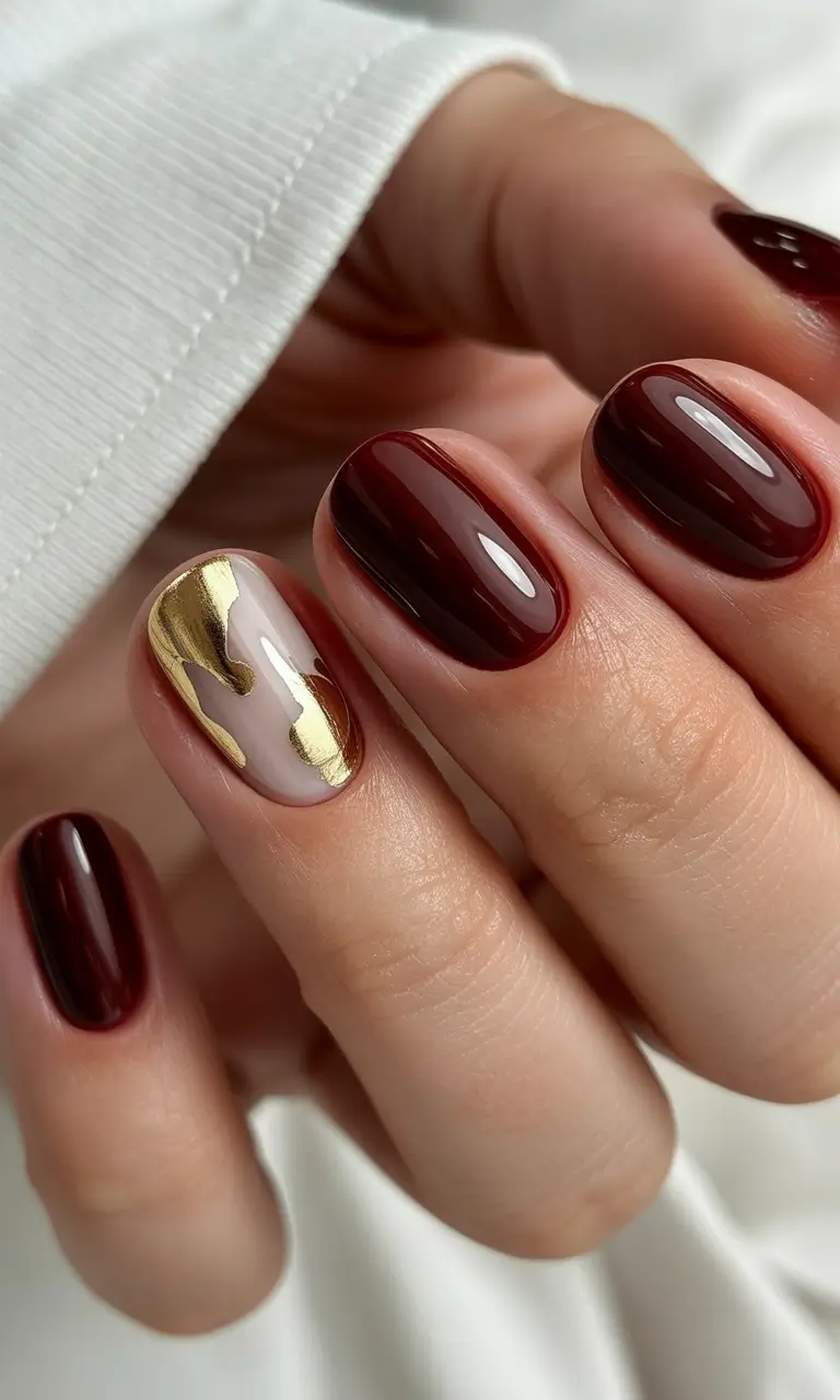 pretty winter nails Wine Gold Luxe - Rich and Sophisticated