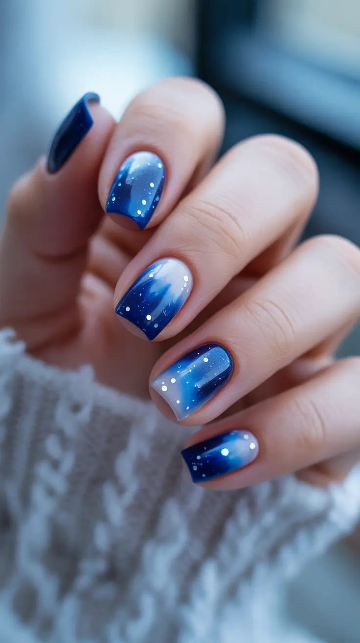 pretty winter nails Midnight Aurora - Deep Blue Magic