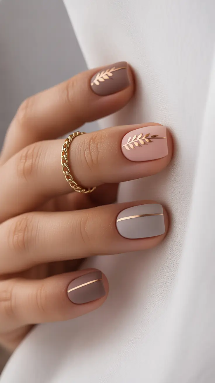 pretty winter nails Winter Neutrals - Golden Minimalism