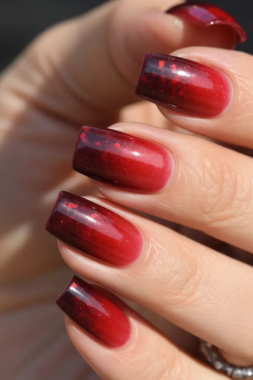 red christmas nails Cherry Ombre Glow