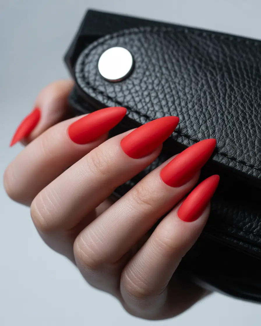 red christmas nails Matte Cherry Sophistication