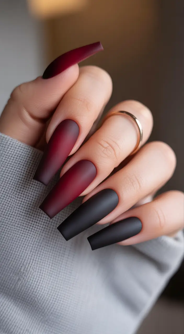 red christmas nails Dark Wine and Black Velvet