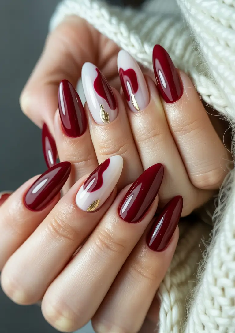 red christmas nails Winter Swirl Harmony