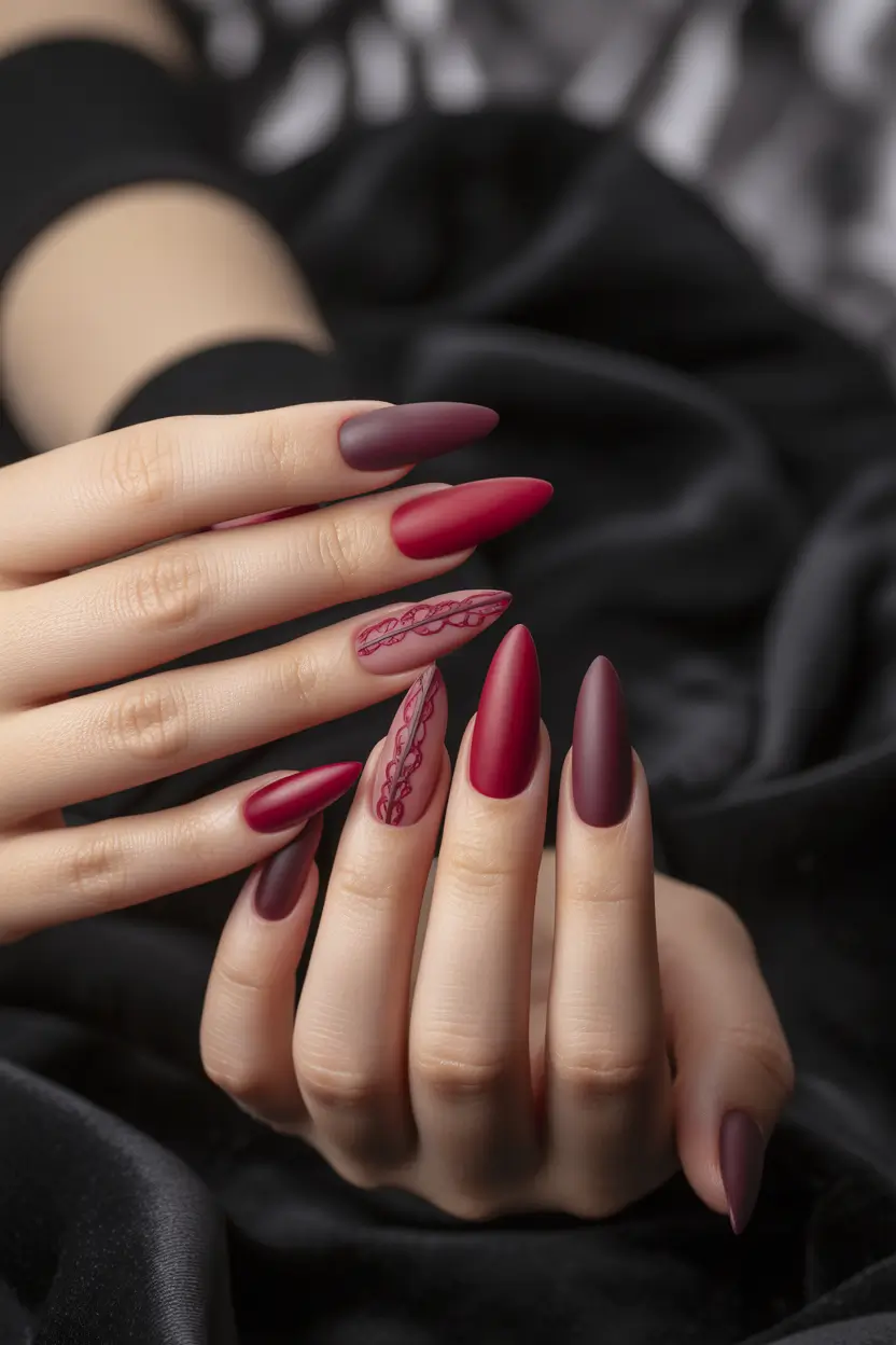 red christmas nails Velvet Lace Dream