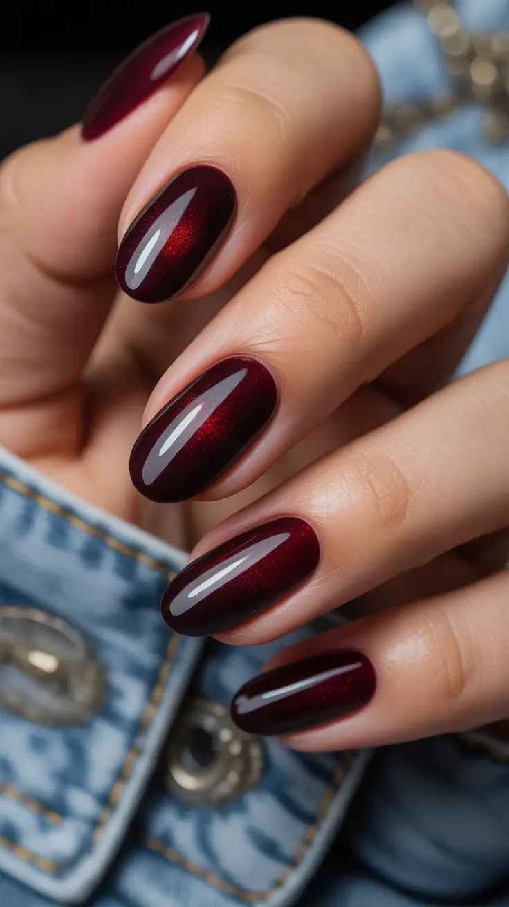 red christmas nails Midnight Ruby Gloss