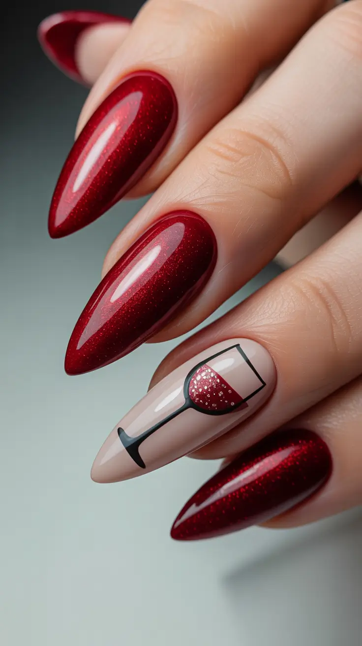 red christmas nails Wine Glass Glamour
