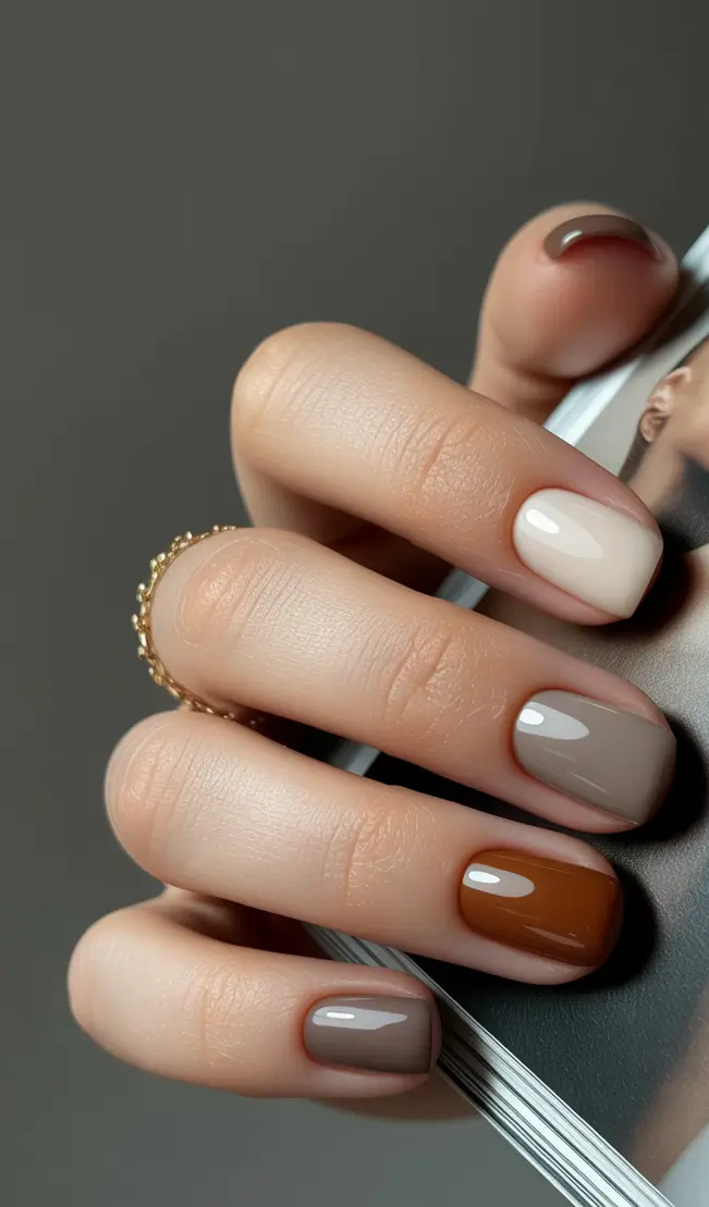 short winter nails Warm Caramel Neutrals