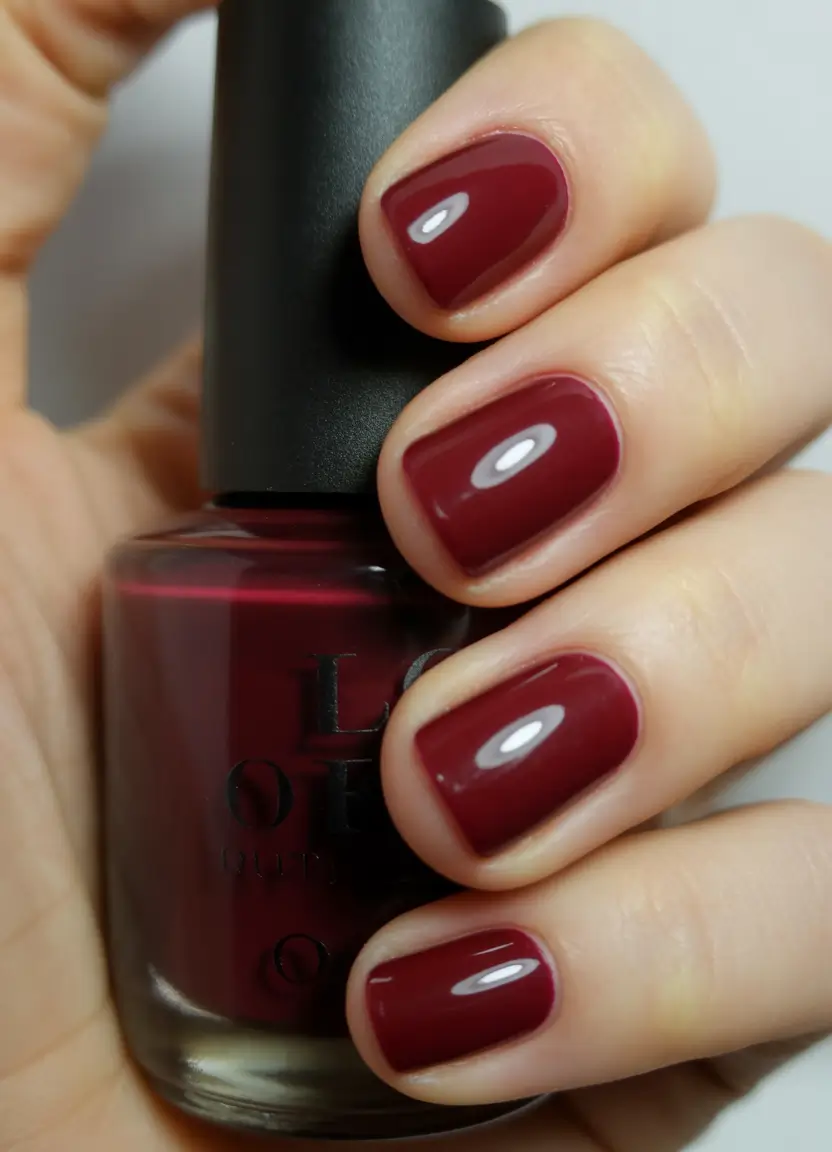 short winter nails Wine Red Classic