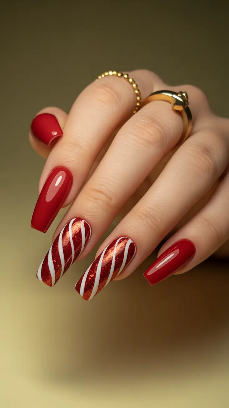 simple christmas nails Classic Red Elegance