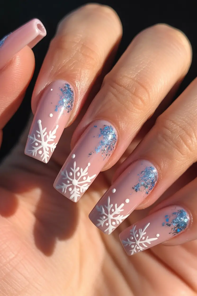 simple christmas nails Snowflake Serenity