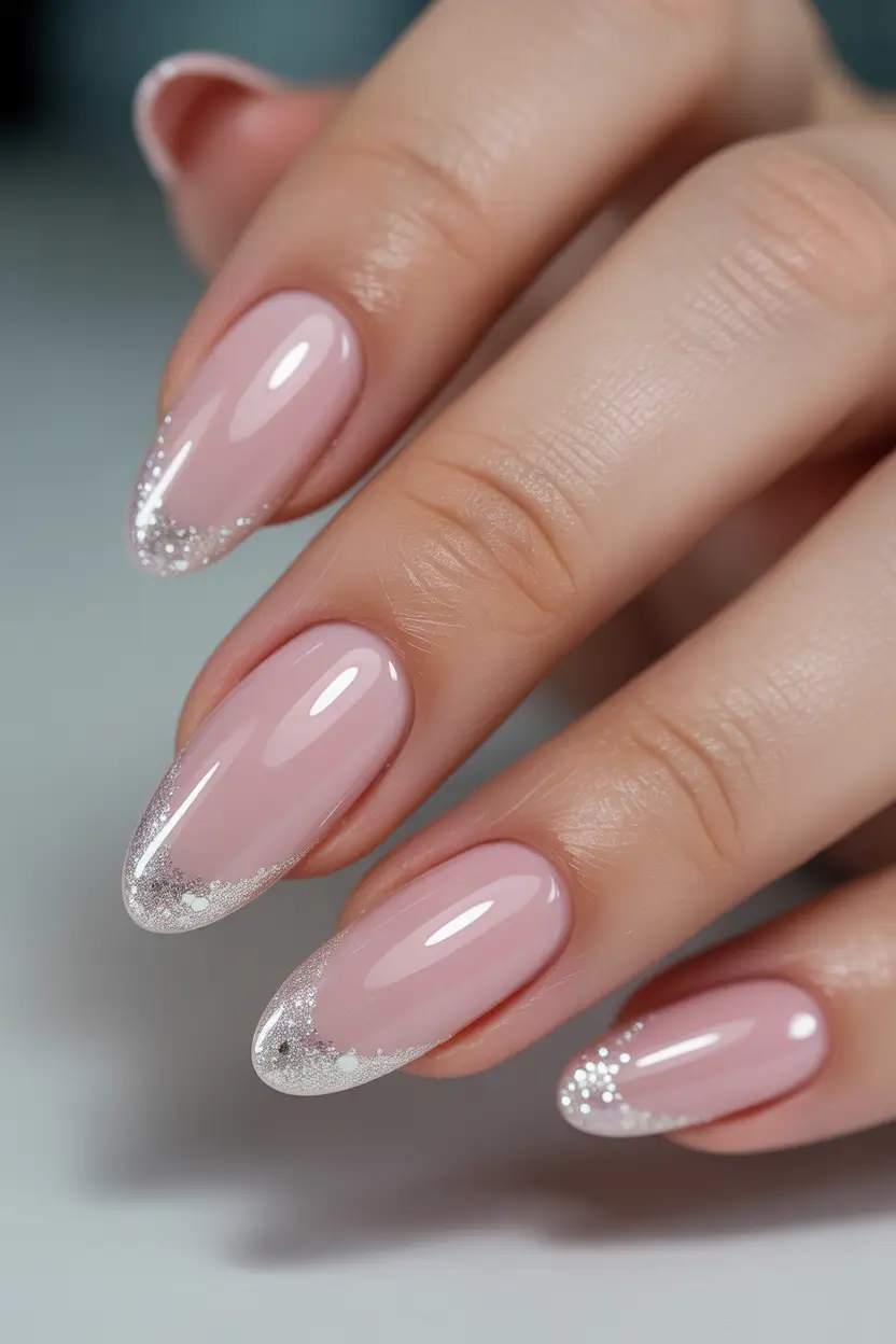 simple christmas nails Frosted Pink Whisper