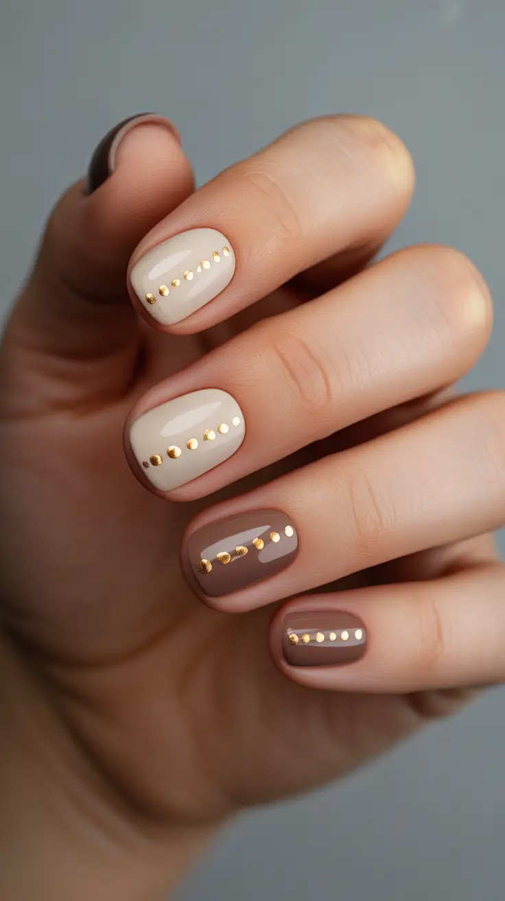simple christmas nails Golden Dot Minimalism