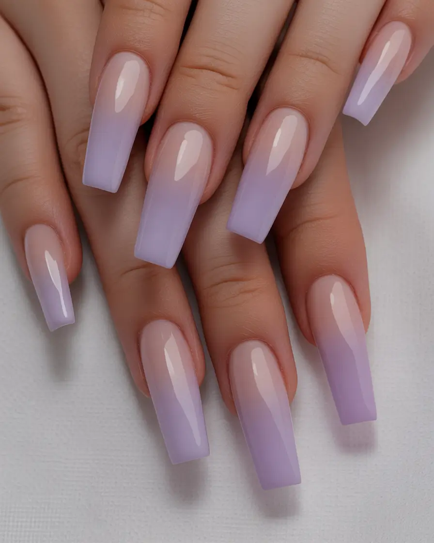 simple christmas nails Lavender Frost Ombre