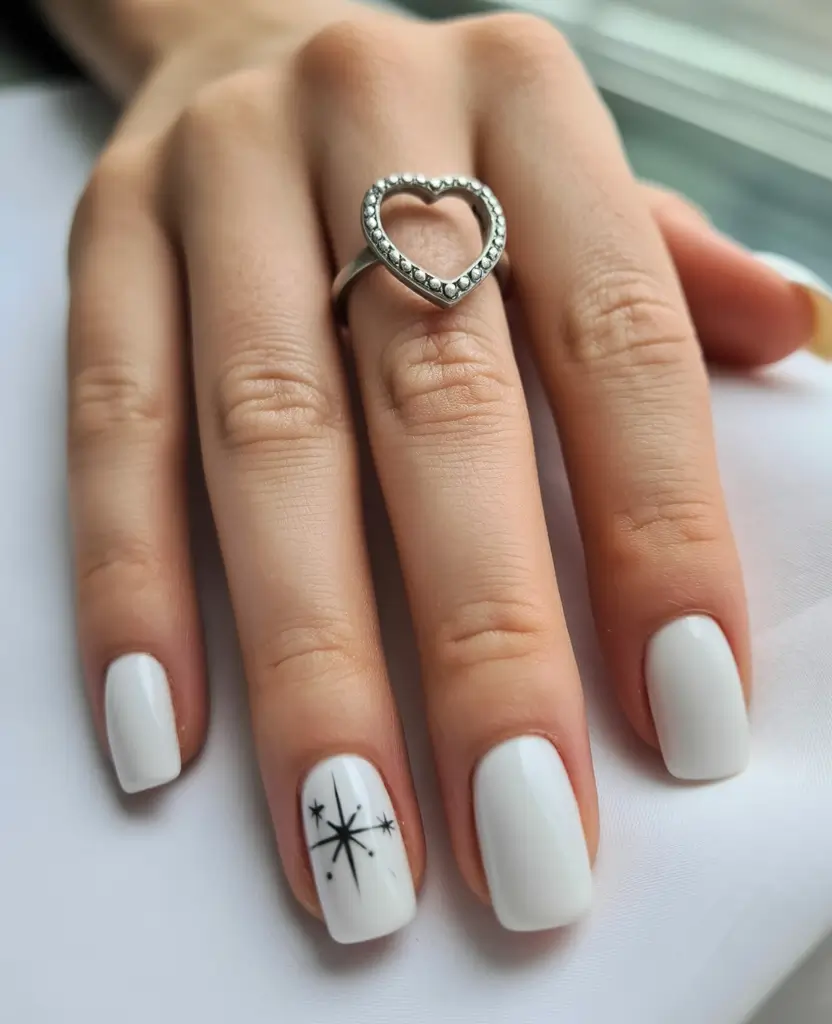 simple christmas nails Snowy White Magic