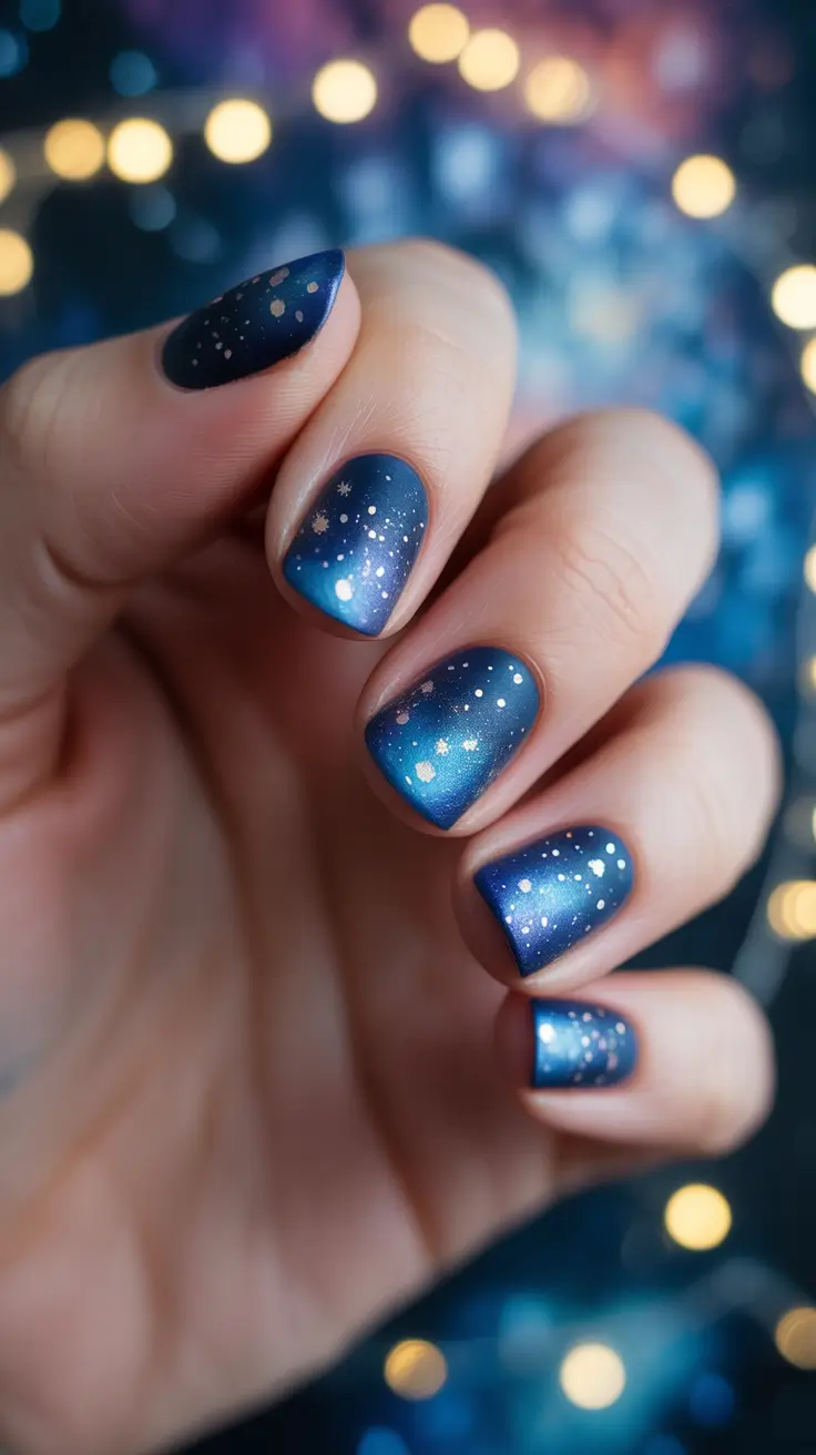 simple christmas nails Midnight Galaxy Spark