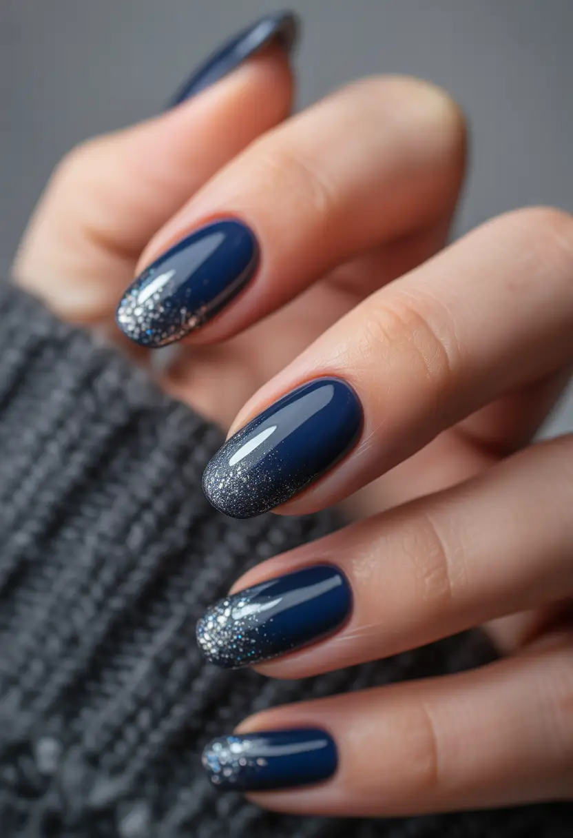 simple christmas nails Twilight Glitter Fade